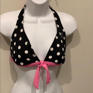 Guess black w/white polka dots bikini top size L